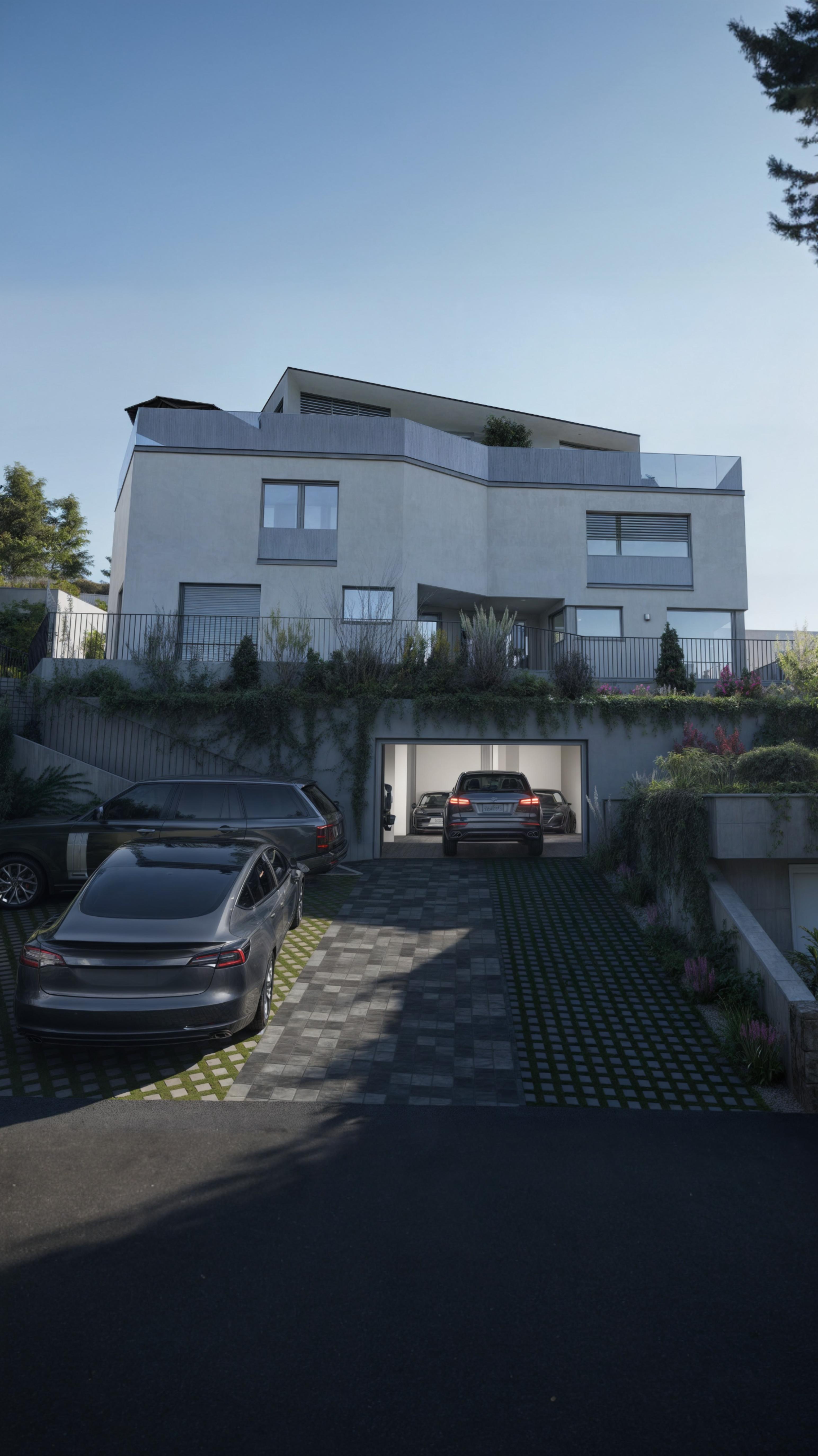 Einfamilienhaus mit Einfahrt - 3D-Visualisierung