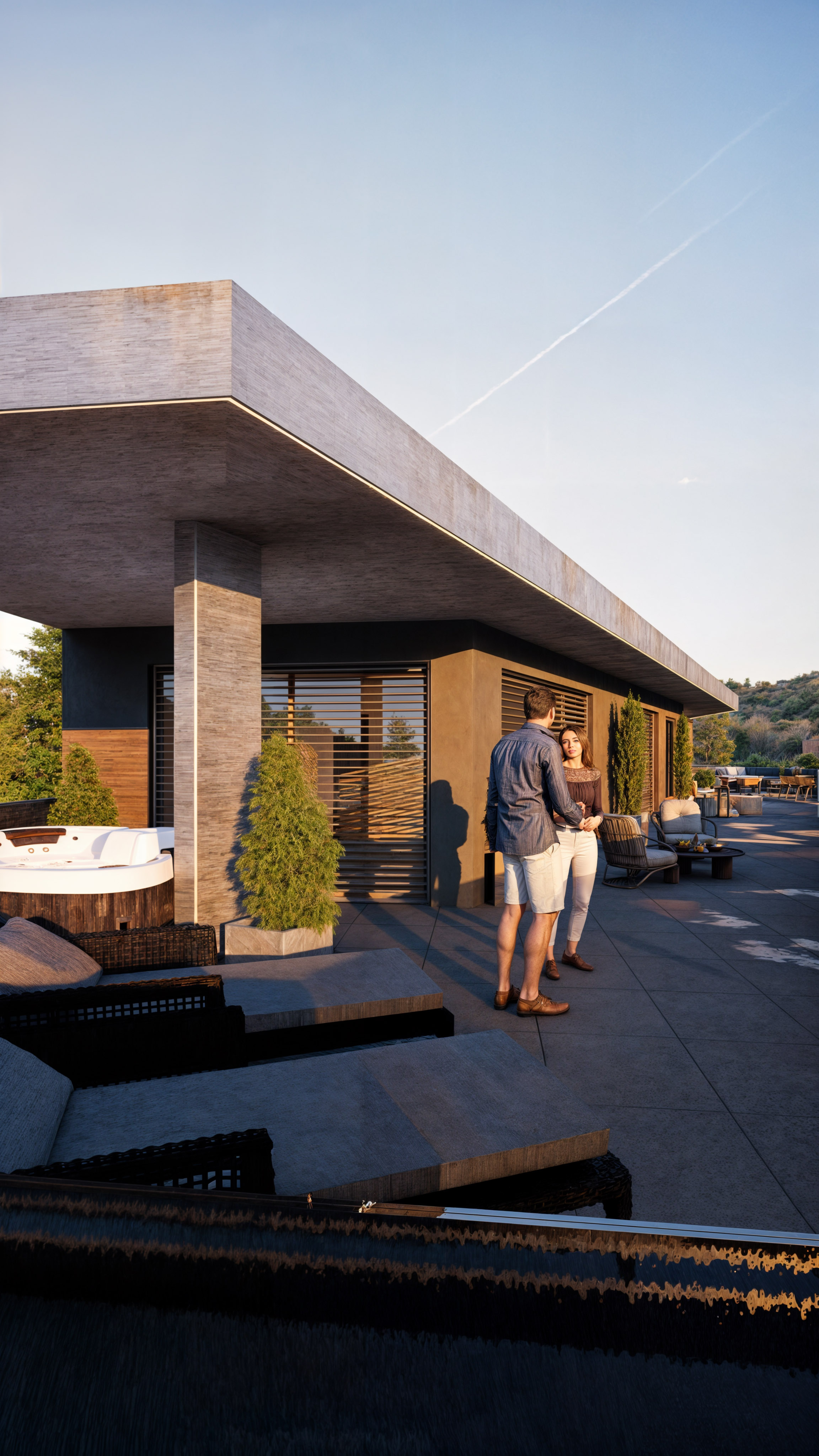 Moderne Wohnanlage mit Terrassen