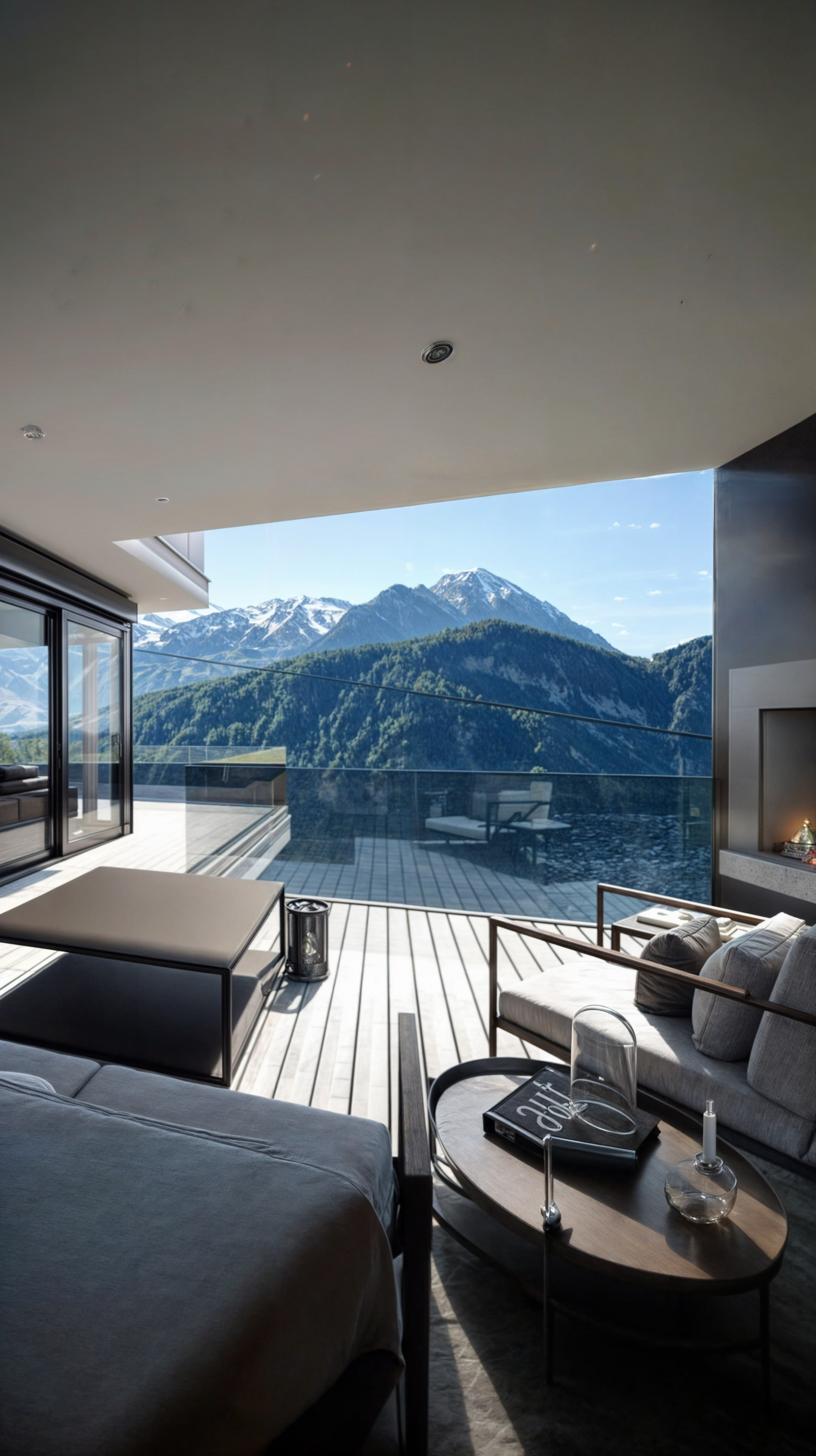 Salon mit Alpenblick - Innenraumvisualisierung