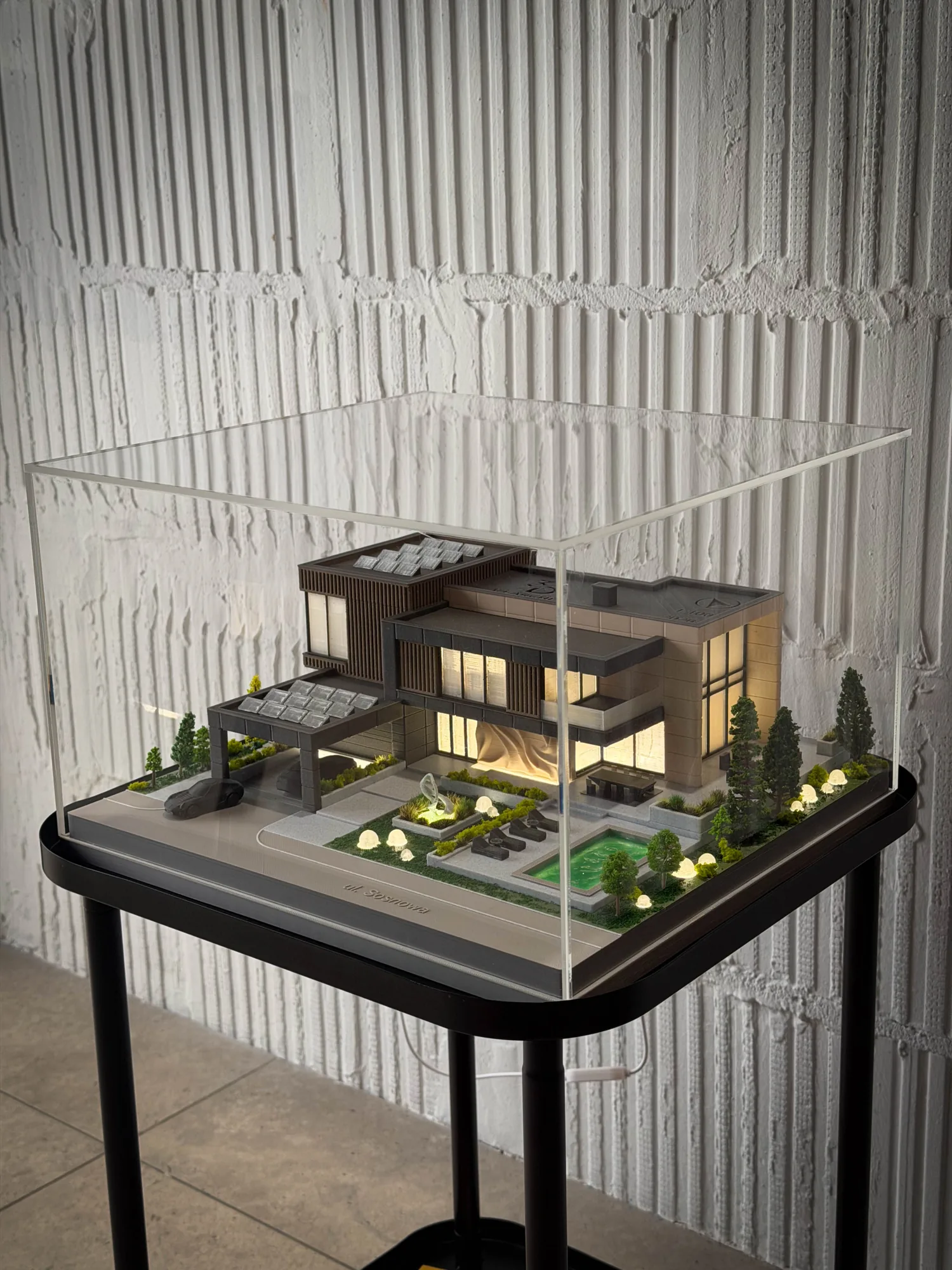Modell einer modernen Villa in Leszno mit Garten und Pool