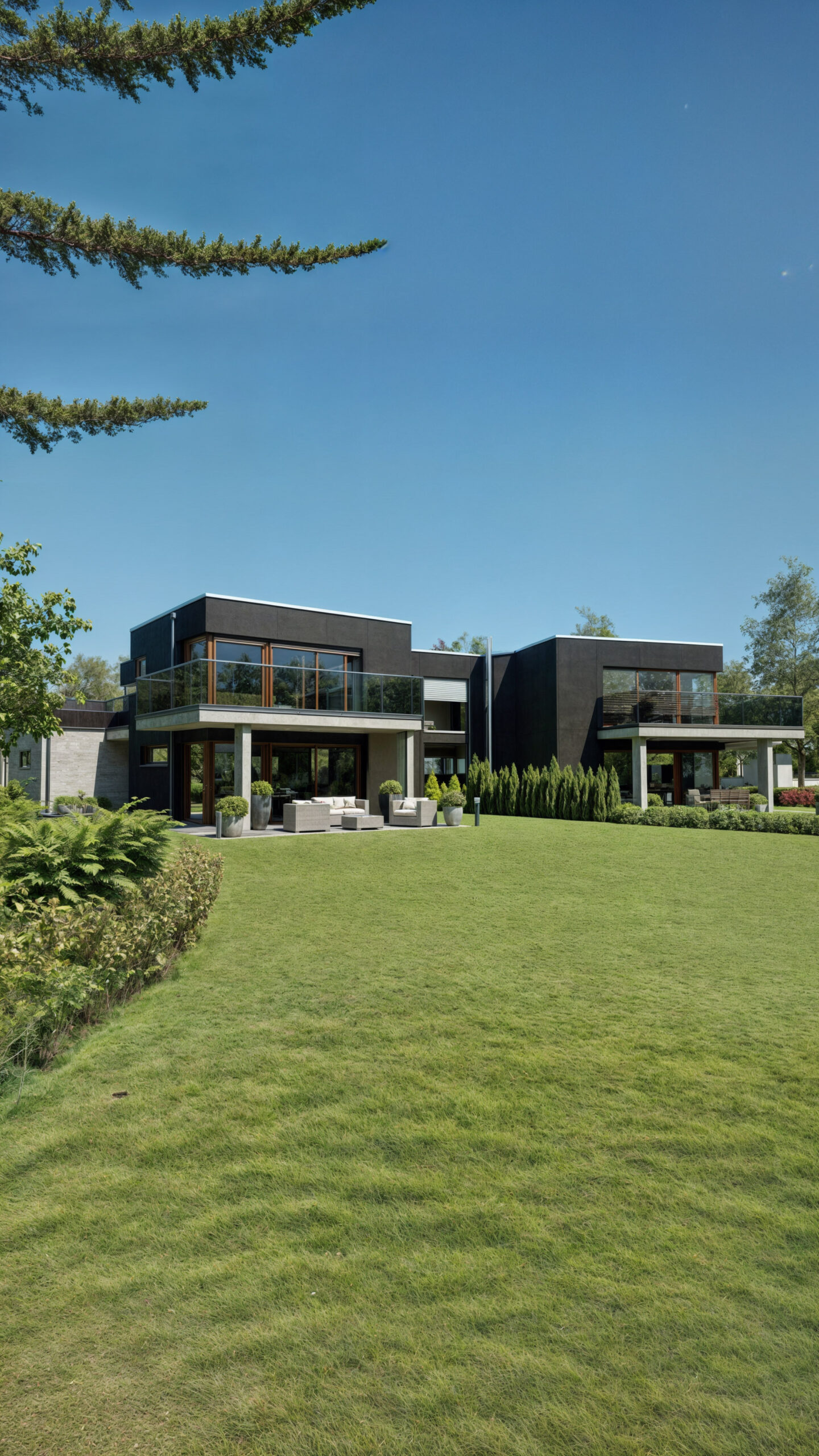 3D-Visualisierung – Schwarze Doppelhaushälften in Endingen, Schweiz