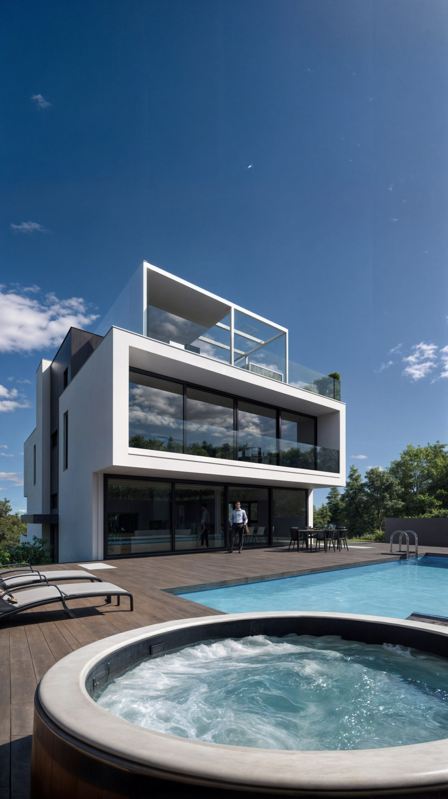 3D-Visualisierung – Zweifamilienhaus mit Pool in Giebenach, Schweiz