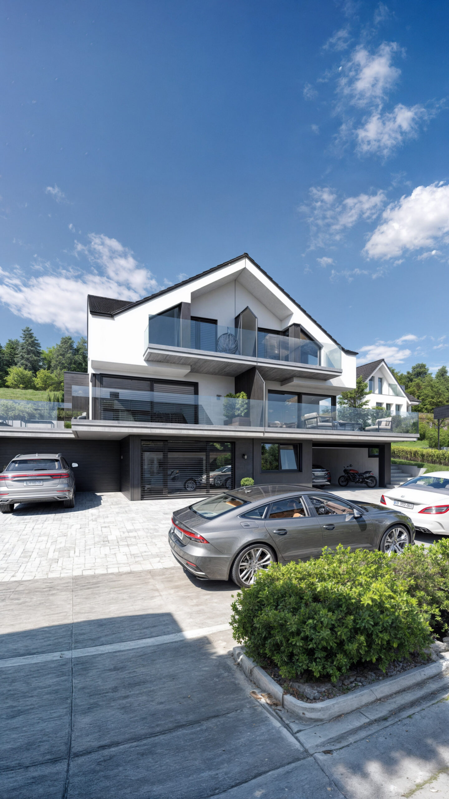 3D-Visualisierung – Hanghaus in Doppelbauweise in Itingen, Schweiz