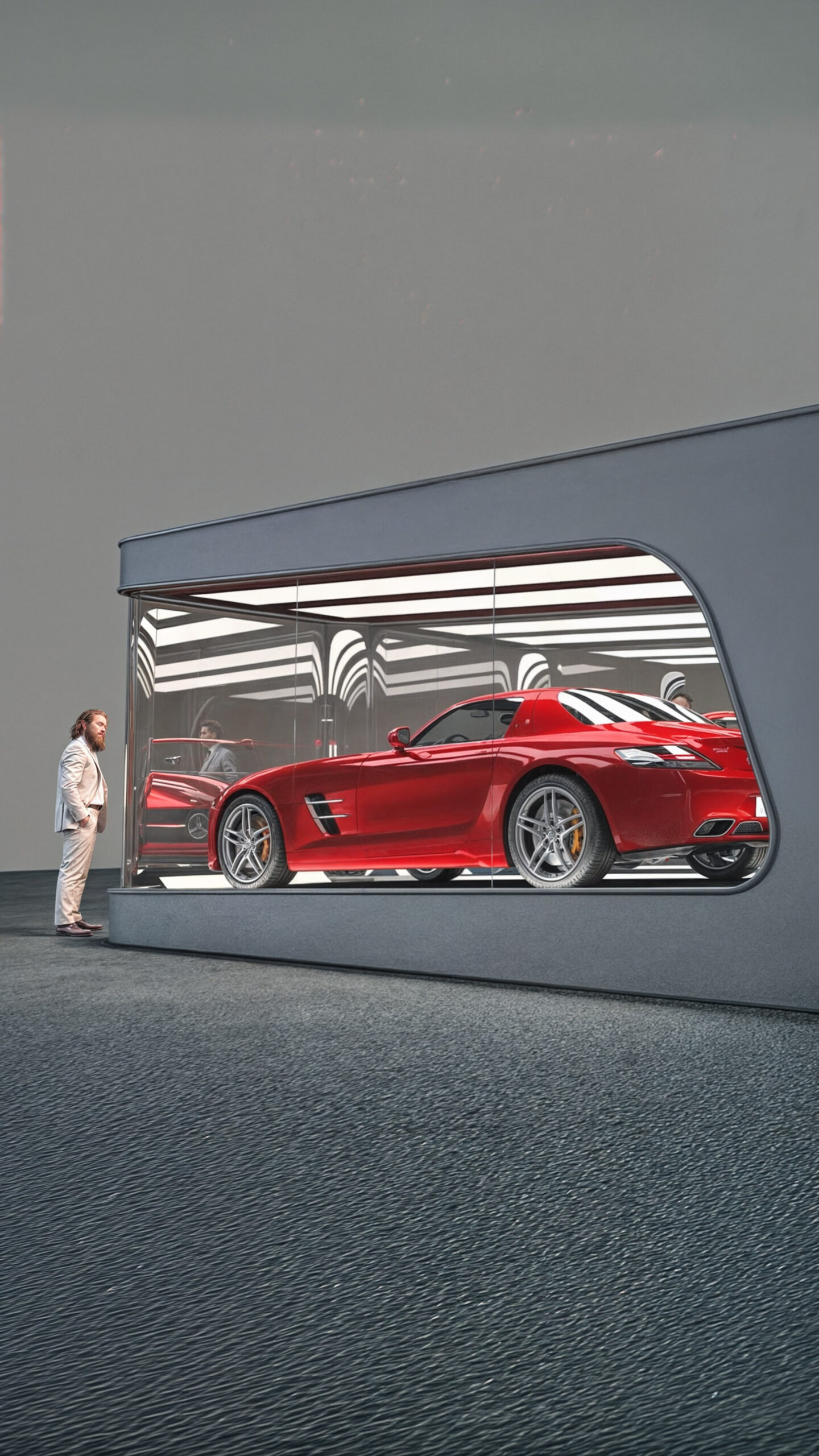 3D-Visualisierung – Visionärer Ausstellungscontainer für ein Auto