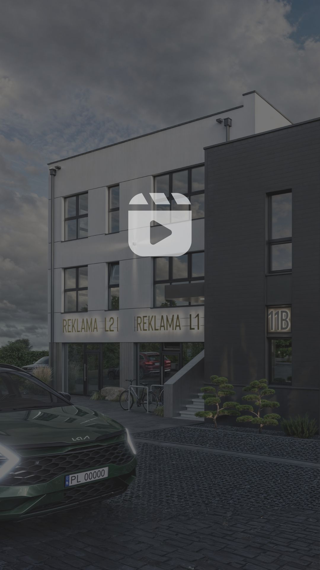 3D-Visualisierung – Moderne Fassadengestaltung eines Dienstleistungsgebäudes in Leszno